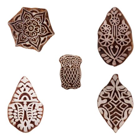 Set of 5 Piece New Mix Wooden Printing Blocks